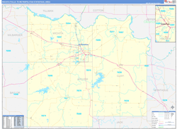 Wichita Falls Metro Area Wall Map Basic Style 2024